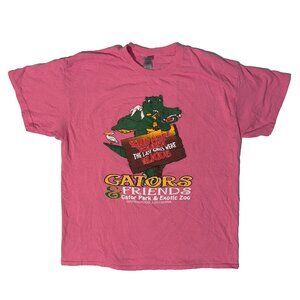 Gators & Freinds Alligator Park & Exotic Zoo Lousiana Vintage Pink Tshirt - XL